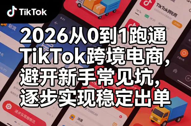 2026从0到1跑通TikTok跨境电商，避开新手常见坑，逐步实现稳定出单-网亿资源平台