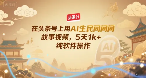 在头条号上用AI生民间故事视频，5天1k+，纯软件操作-网亿资源平台