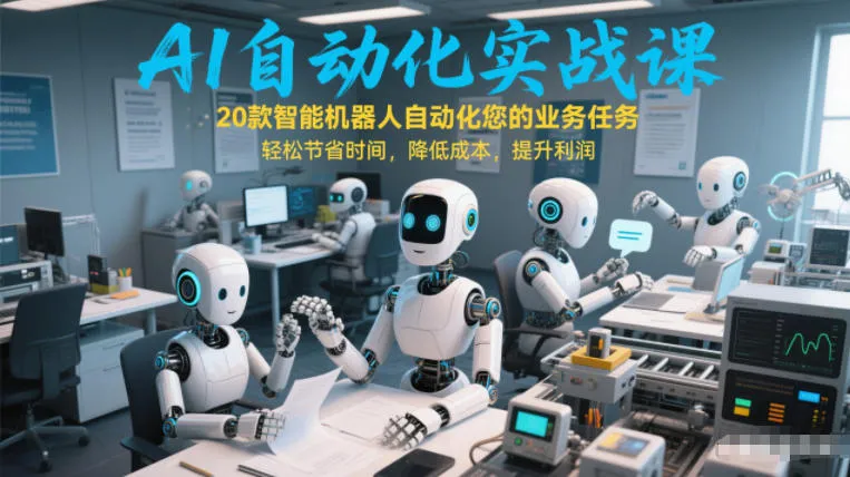 AI自动化实战课：20款智能机器人自动化您的业务任务，轻松节省时间，降低成本，提升利润-网亿资源平台