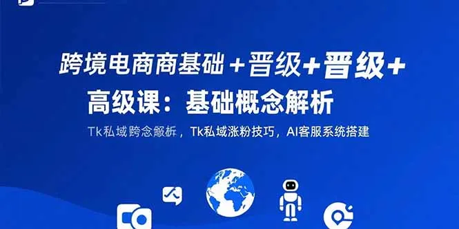 跨境电商基础+晋级+高级课：基础概念解析,Tk私域涨粉技巧,AI客服系统搭建-网亿资源平台
