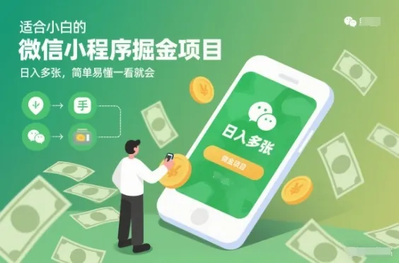 适合小白的微信小程序掘金项目，日入多张，简单易懂一看就会【揭秘】-网亿资源平台