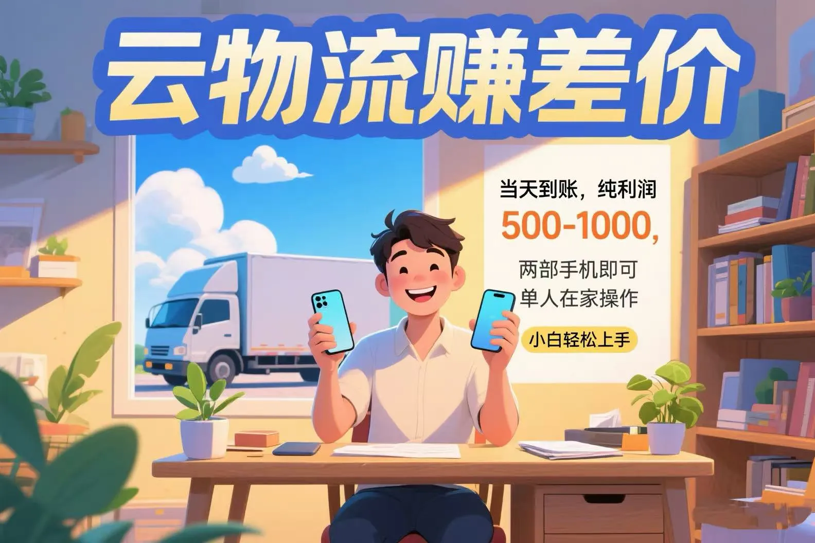云物流赚差价 当天到账纯利润500-1000 两部手机即可 可单人在家操作 小…-网亿资源平台