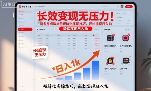 长效变现无压力！拼多多虚拟类目矩阵化实操技巧，轻松实现日入1k【揭秘】-网亿资源平台