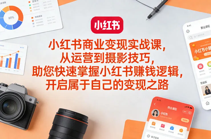 小红书商业变现实战课，从运营到摄影技巧，助您快速掌握小红书賺钱逻辑，开启属于自己的变现之路-网亿资源平台
