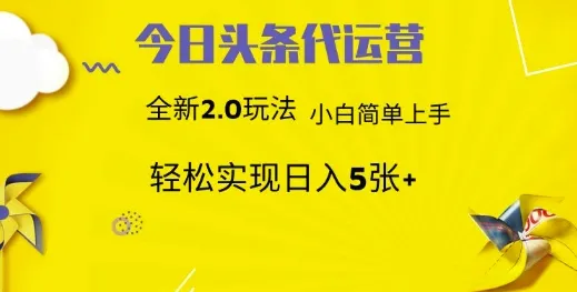 今日头条矩阵系统代运营 批量生成文章 次日见收益 躺赚月入3000+-网亿资源平台
