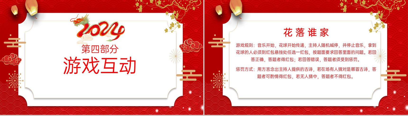 红色中国风龙年新年茶话会活动流程介绍PPT模板-9