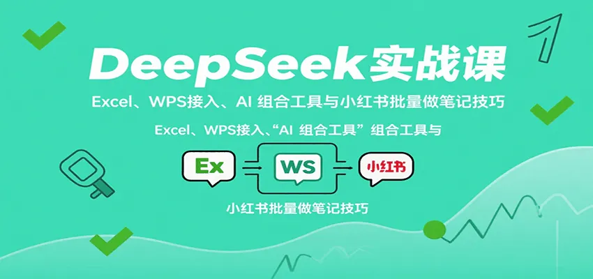 DeepSeek实战课：Excel、WPS接入、AI 组合工具与小红书批量做笔记技巧-网亿资源平台