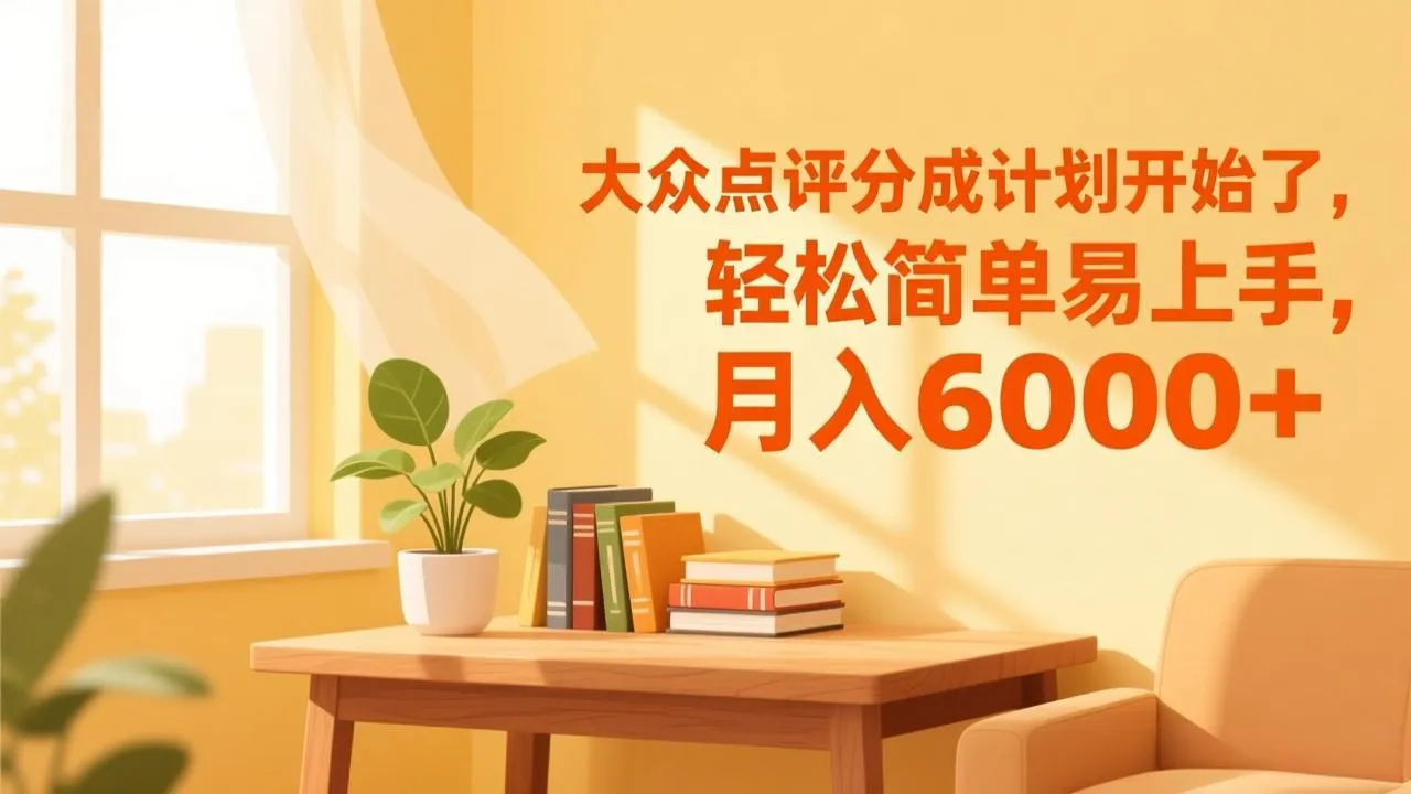 大众点评分成计划开始了，轻松简单易上手，月入6000+-网亿资源平台