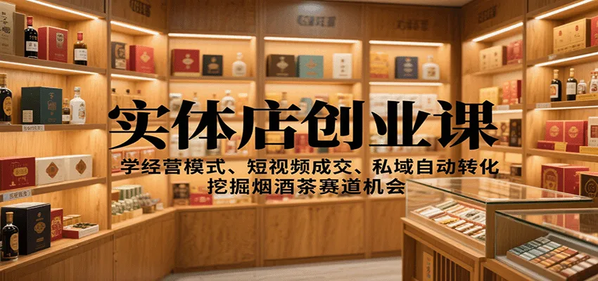 实体店创业课：学经营模式、短视频成交、私域自动转化，挖掘烟酒茶赛道机会-网亿资源平台