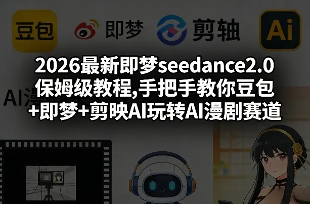 2026最新即梦seedance2.0保姆级教程,手把手教你豆包+即梦+剪映AI玩转AI漫剧赛道-网亿资源平台