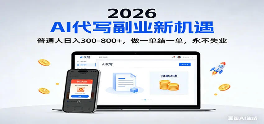 2026 副业首选！AI 代写日入 300-800，普通人0门槛，做一单结一单！-网亿资源平台