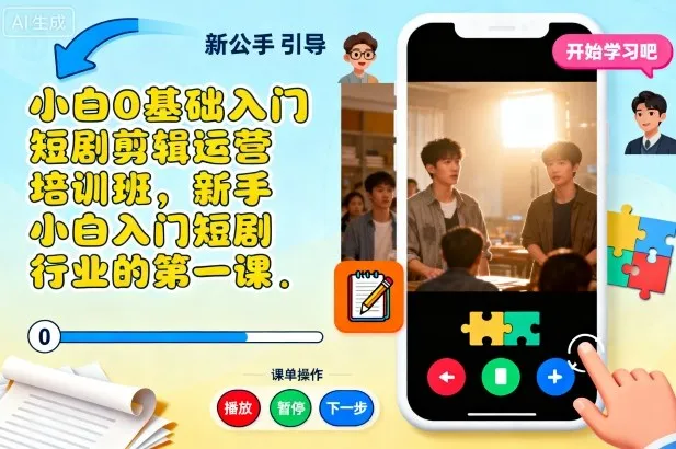 小白0基础入门短剧剪辑运营培训班，新手小白入门短剧行业的第一课-网亿资源平台