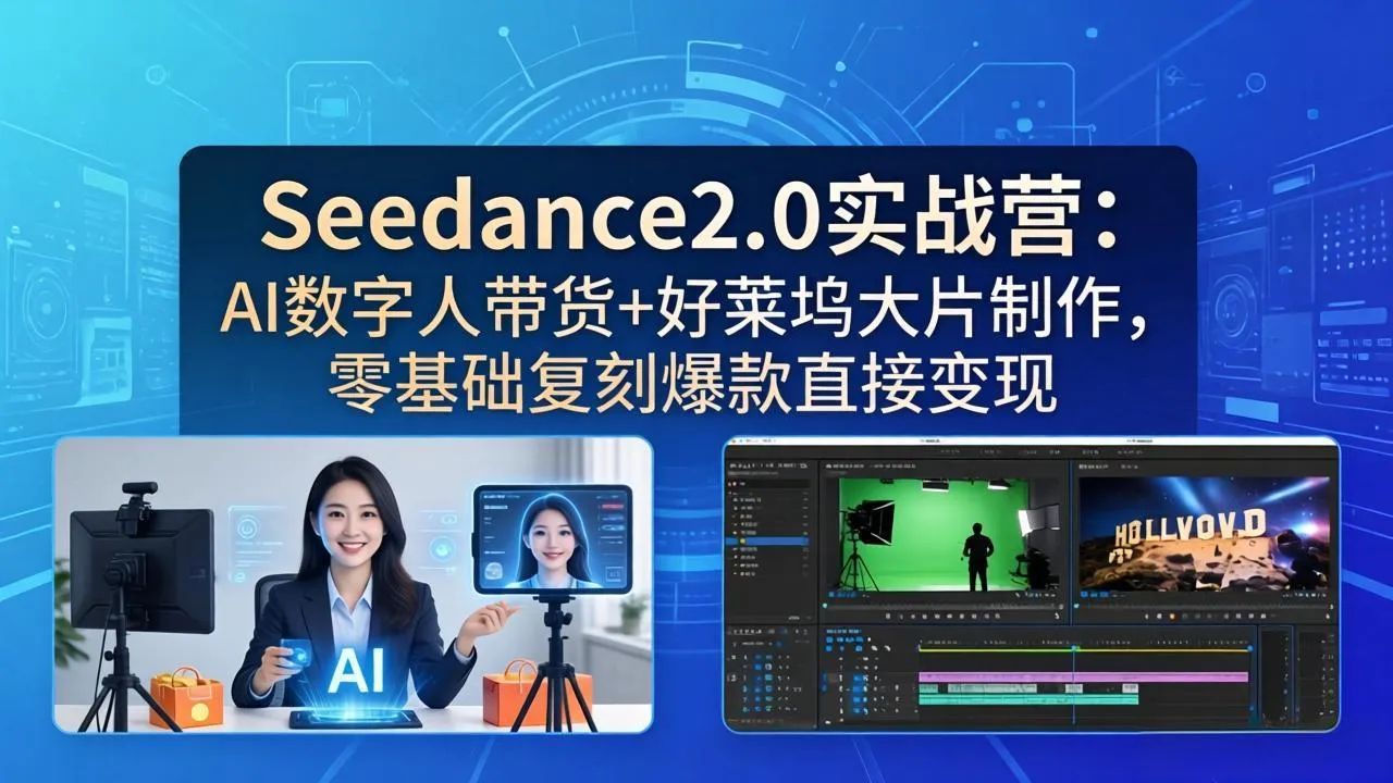 【精】Seedance2.0实战营：AI数字人带货+好莱坞大片制作，零基础复刻爆款直接变现-网亿资源平台