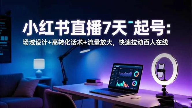 小红书直播7天起号：场域设计+高转化话术+流量放大，快速拉动百人在线-网亿资源平台