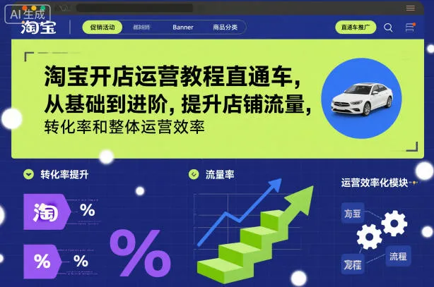 淘宝开店运营教程直通车，从基础到进阶，提升店铺流量，转化率和整体运营效率(更新11月)-网亿资源平台