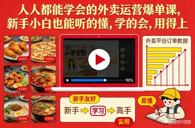 人人都能学会的外卖运营爆单课，新手小白也能听的懂，学的会，用得上-网亿资源平台