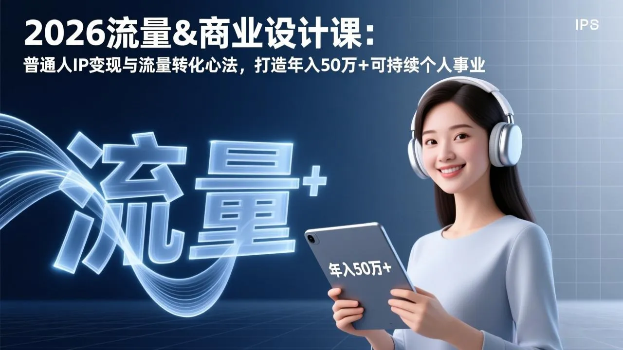 2026流量&商业设计课：普通人IP变现与流量转化心法，打造年入50万+可持续个人事业-网亿资源平台