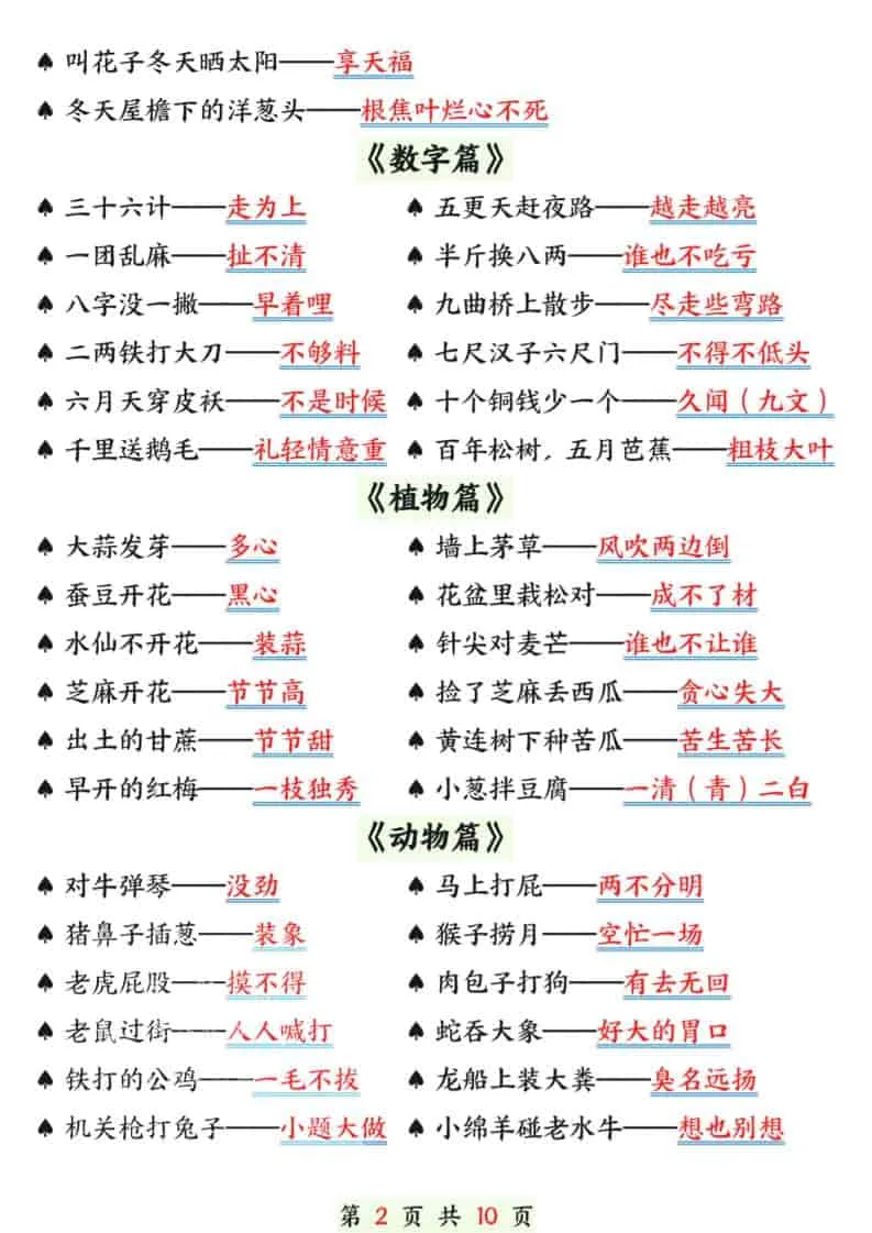 一年级下语文寒假预习晨读晚背（歇后语和谚语）-网亿资源平台