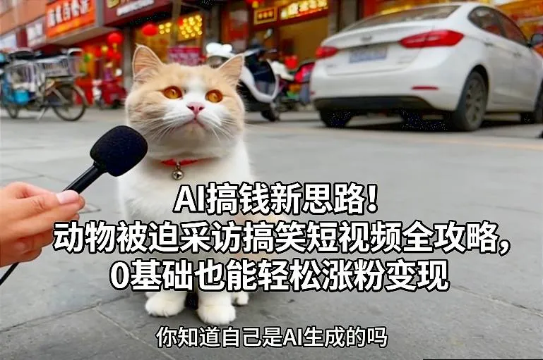 AI搞钱新思路!动物被迫采访搞笑短视频全攻略,0基础也能轻松涨粉变现-网亿资源平台