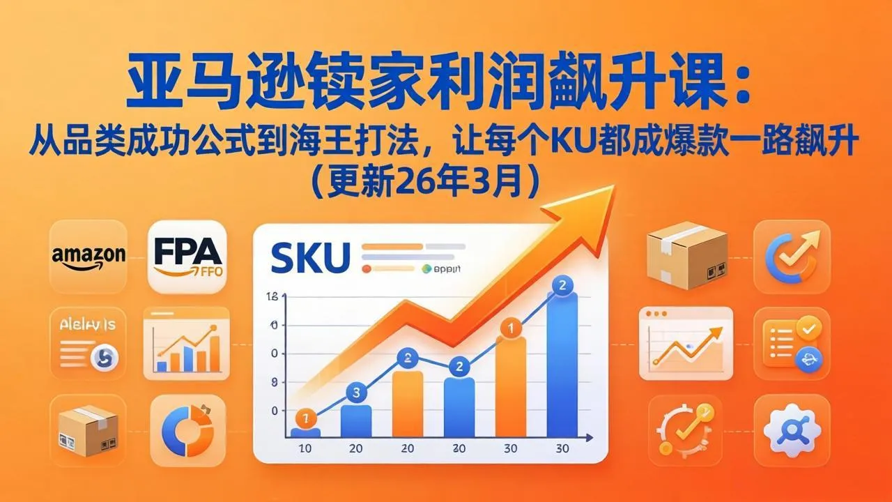 亚马逊卖家利润飙升课：从品类成功公式到海王打法，让每个SKU都成爆款一路飙升(更新26年3月-网亿资源平台