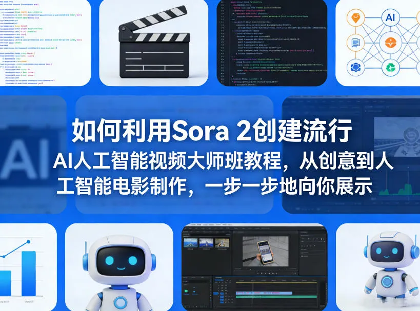 如何利用Sora 2创建流行AI人工智能视频大师班教程，从创意到人工智能电影制作，一步一步地向你展示-网亿资源平台