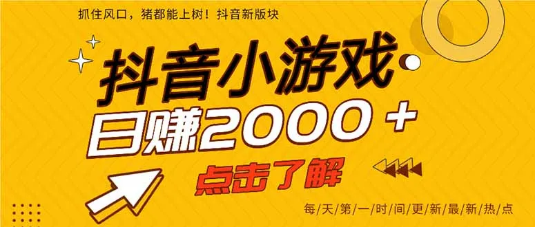 2025年爆火的抖音小游戏项目，一部手机日入2000+-网亿资源平台