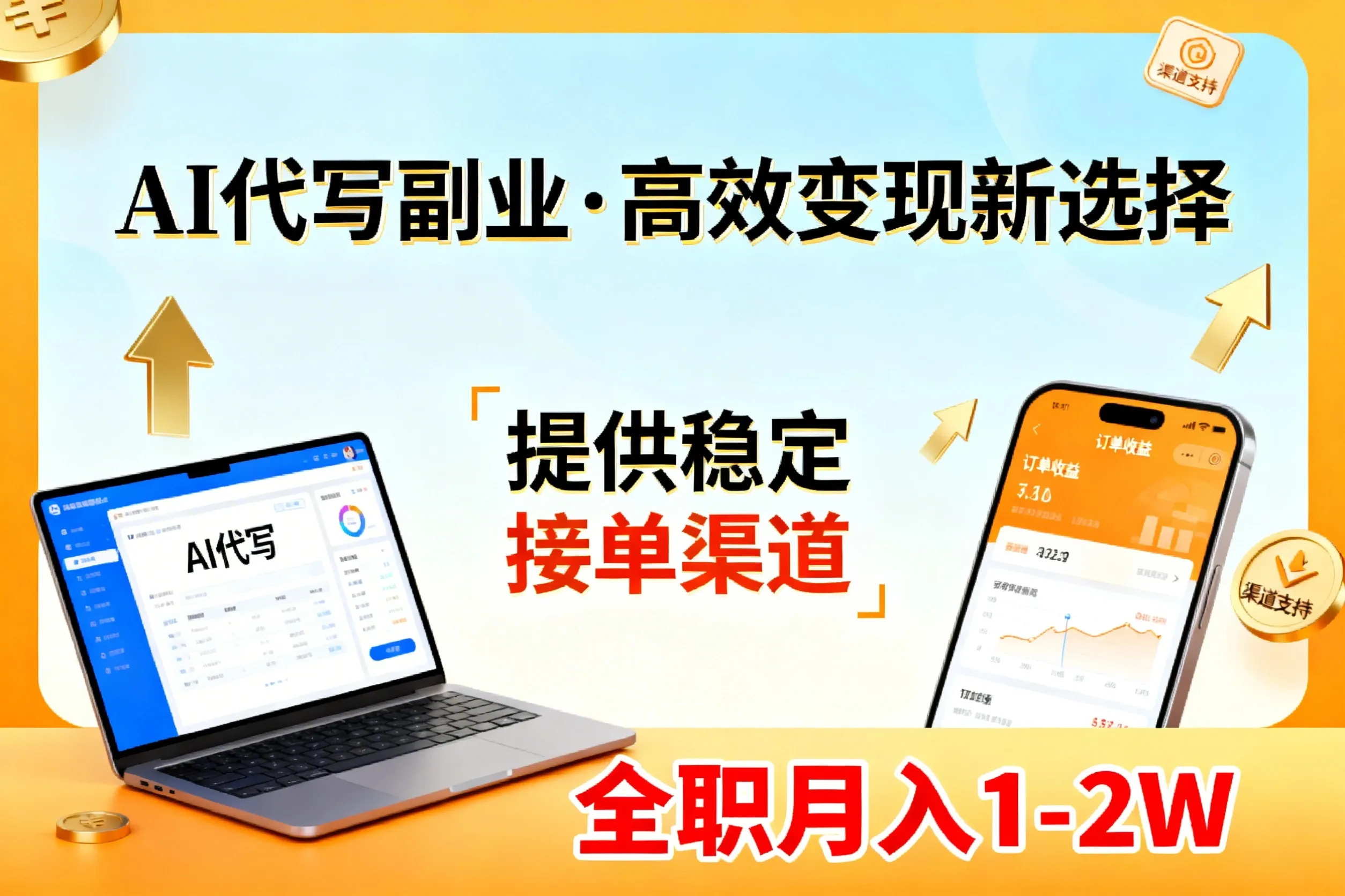 AI代写副业，高效变现，提供渠道，永不失业副业兼职 全职月入1-2W【SOP手册】-网亿资源平台
