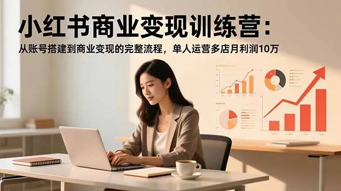 小红书商业变现训练营：从账号搭建到商业变现的完整流程，单人运营多店月利润10万-网亿资源平台