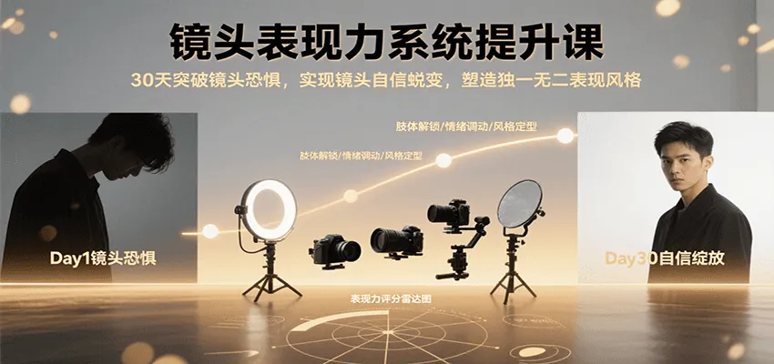 镜头表现力系统提升课，30天突破镜头恐惧实现自信蜕变，塑造独一无二表现风格-网亿资源平台