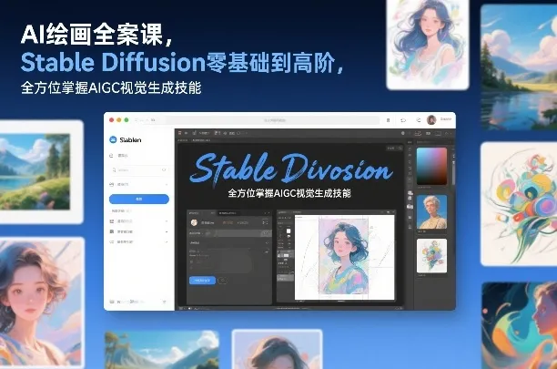 AI绘画全案课,Stable Diffusion零基础到高阶,全方位掌握AIGC视觉生成技能-网亿资源平台