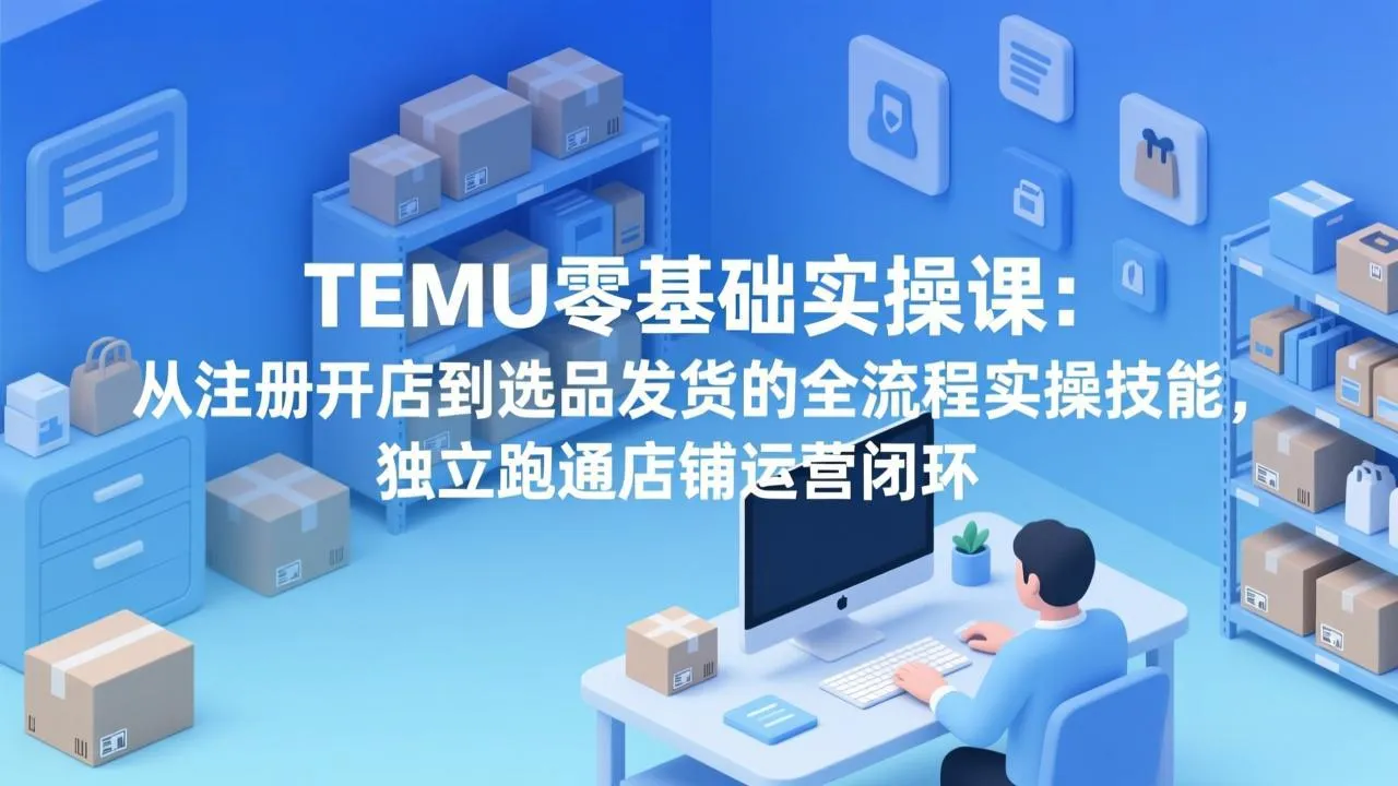 TEMU零基础实操课：从注册开店到选品发货的全流程实操技能，独立跑通店铺运营闭环-网亿资源平台