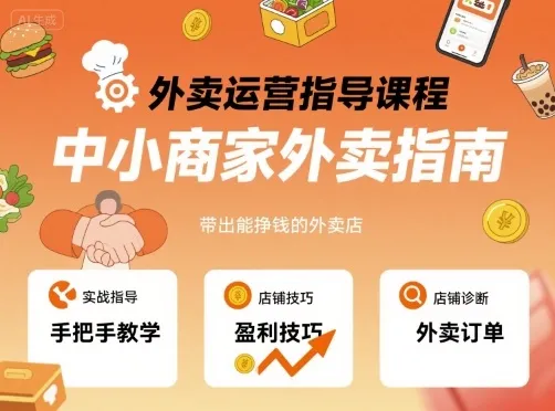 外卖运营指导课程，中小商家外卖指南，手把手带出能挣钱的外卖店-网亿资源平台