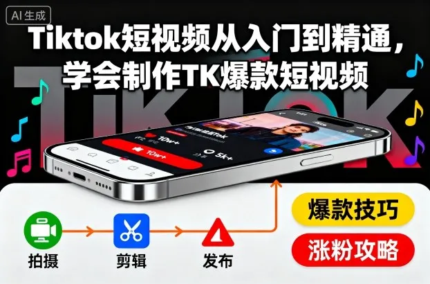 Tiktok短视频从入门到精通，学会制作TK爆款短视频-网亿资源平台