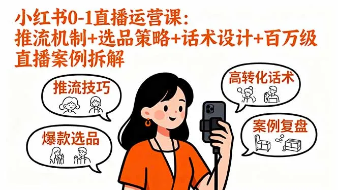 小红书0-1直播运营课：推流机制+选品策略+话术设计+百万级直播案例拆解-网亿资源平台