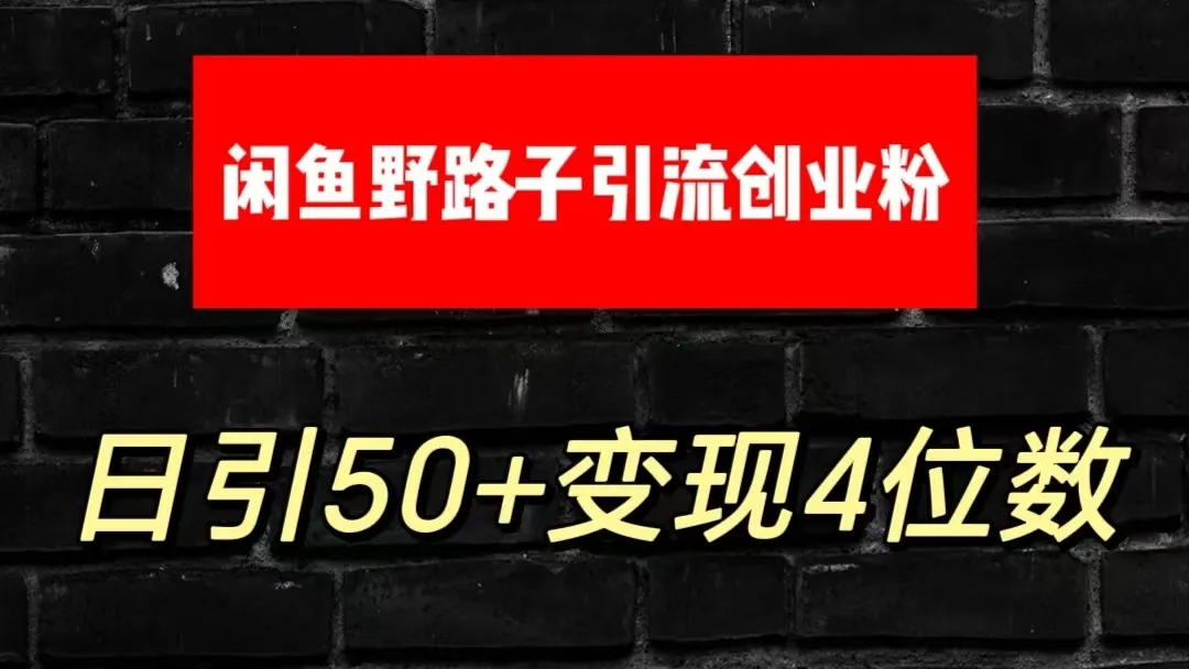 大眼闲鱼野路子引流创业粉，日引50+单日变现四位数-网亿资源平台