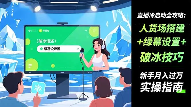 直播冷启动全攻略:人货场搭建+绿幕设置+破冰技巧，新手月入过万实操指南-网亿资源平台