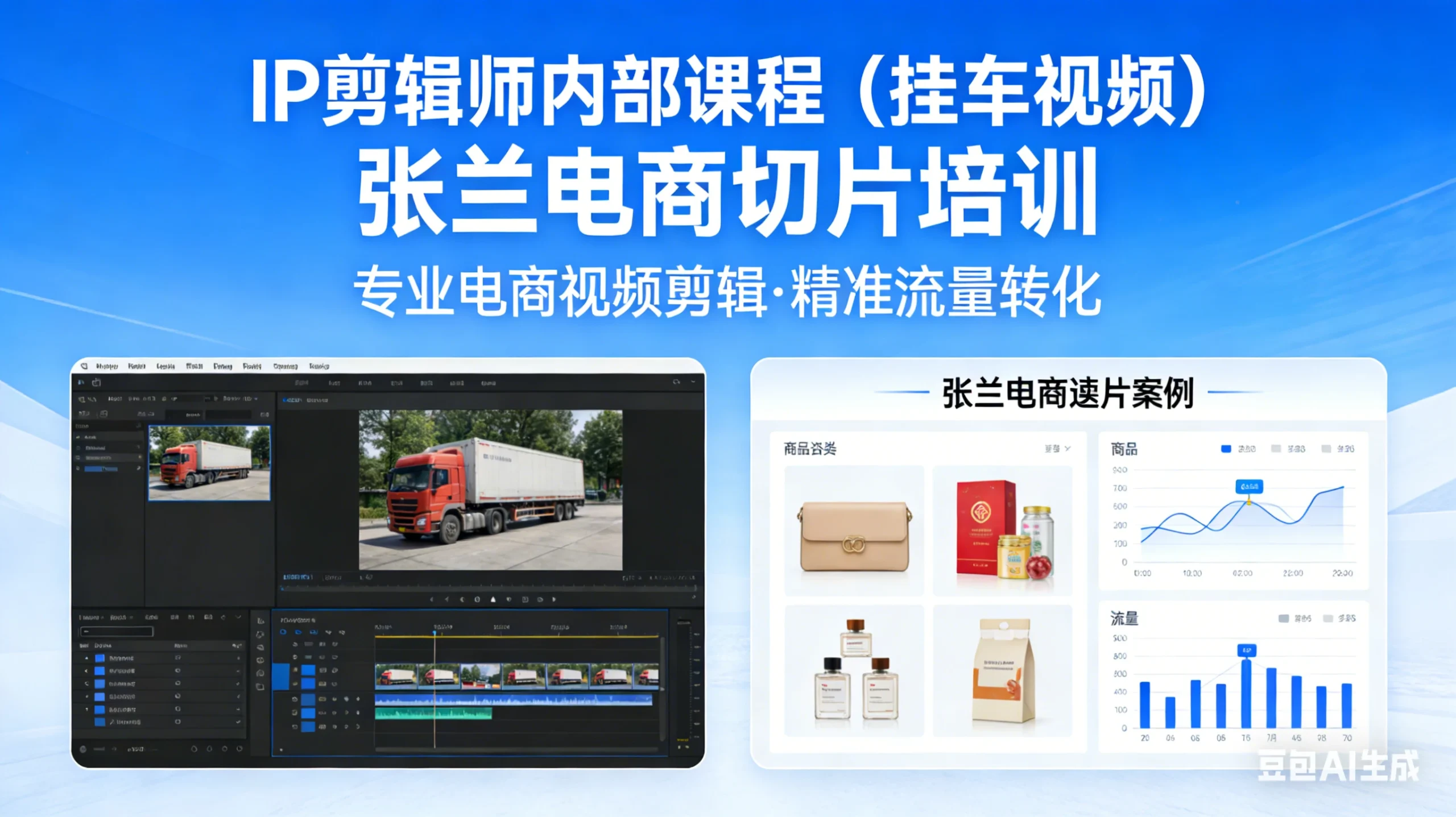 【精】IP剪辑师内部课程(挂车视频) 张兰电商切片培训-网亿资源平台