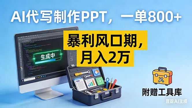 AI代写制作PPT，一单800+， 暴利风口期，月入2万【附工具】-网亿资源平台