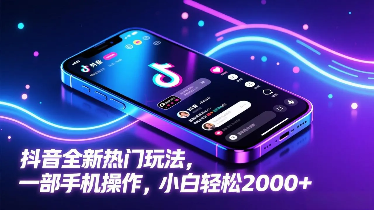 抖音全新热门玩法，一部手机操作，小白轻松2000+-网亿资源平台