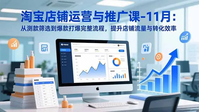 淘宝店铺运营与推广课-11月：从测款筛选到爆款打爆完整流程，提升店铺流量与转化效率-网亿资源平台