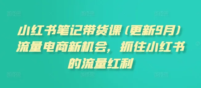 小红书笔记带货课(更新25年12月)流量电商新机会，抓住小红书的流量红利-网亿资源平台