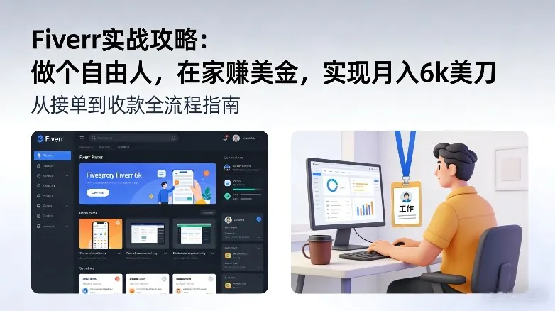 Fiverr实战攻略,做个自由人,在家賺美金,实现月入6k美刀-网亿资源平台