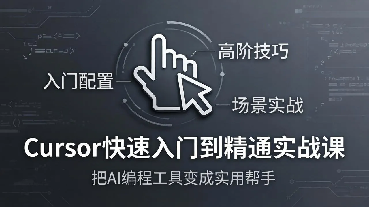 Cursor快速入门到精通实战课：入门配置+高阶技巧+场景实战，把AI编程工具变成实用帮手-网亿资源平台