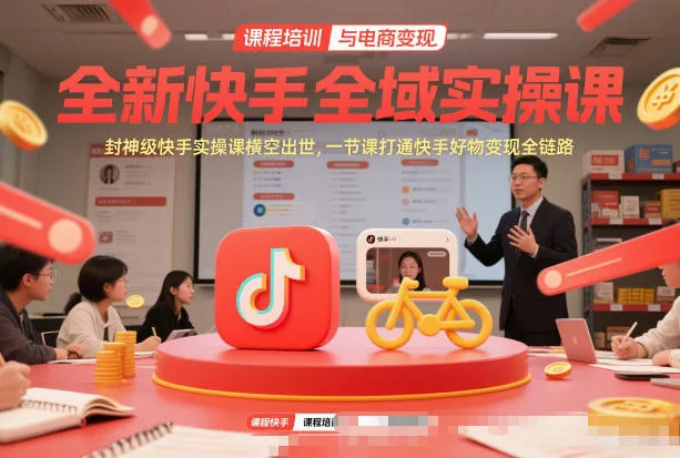全新快手全域实操课，封神级快手实操课横空出世，一节课打通快手好物变现全链路-网亿资源平台
