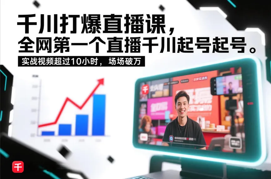 千川打爆直播课，全网第一个直播千川起号录屏实战的，实战视频超过10小时，场场破万-网亿资源平台
