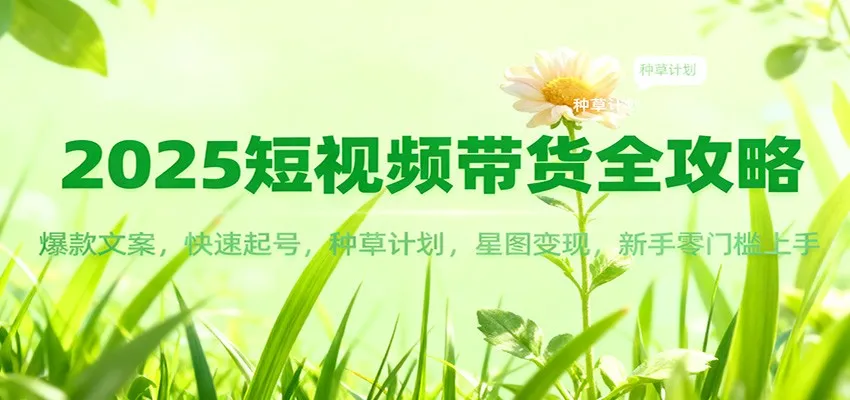 2025短视频带货全攻略：爆款文案，快速起号，种草计划，星图变现，新手零门槛上手-网亿资源平台