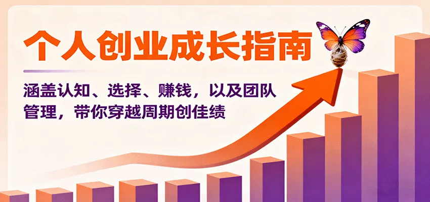 个人创业成长指南：涵盖认知、选择、赚钱，以及团队管理，带你穿越周期创佳绩-网亿资源平台