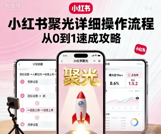 小红书聚光详细操作流程，小红书聚光从0到1速成攻略-网亿资源平台