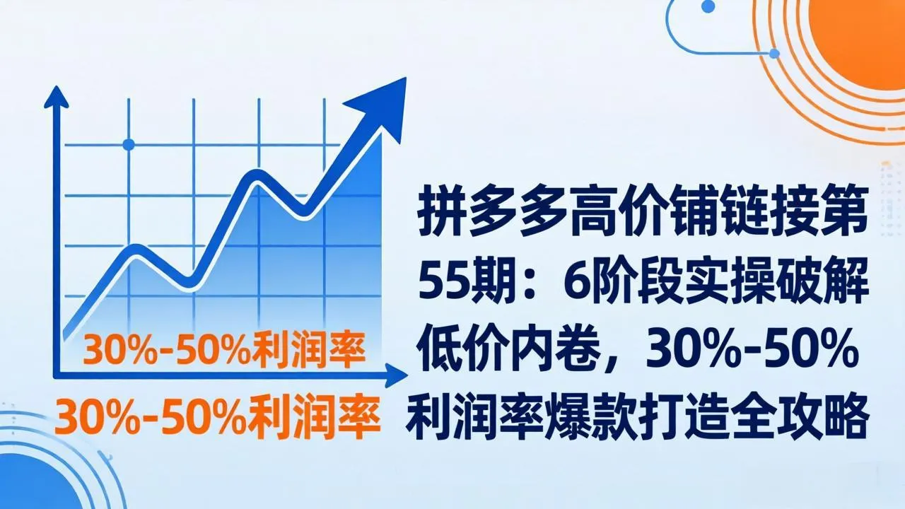 拼多多高价铺链接第55期：6阶段实操破解低价内卷，30%-50%利润率爆款打造全攻略-网亿资源平台