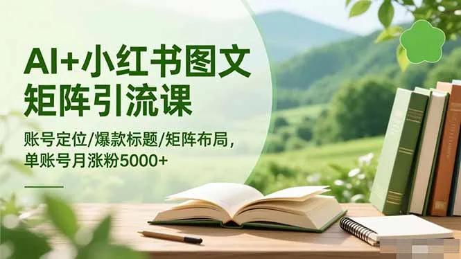 AI+小红书图文矩阵引流课：账号定位/爆款标题/矩阵布局/单账号月涨粉5000+-网亿资源平台